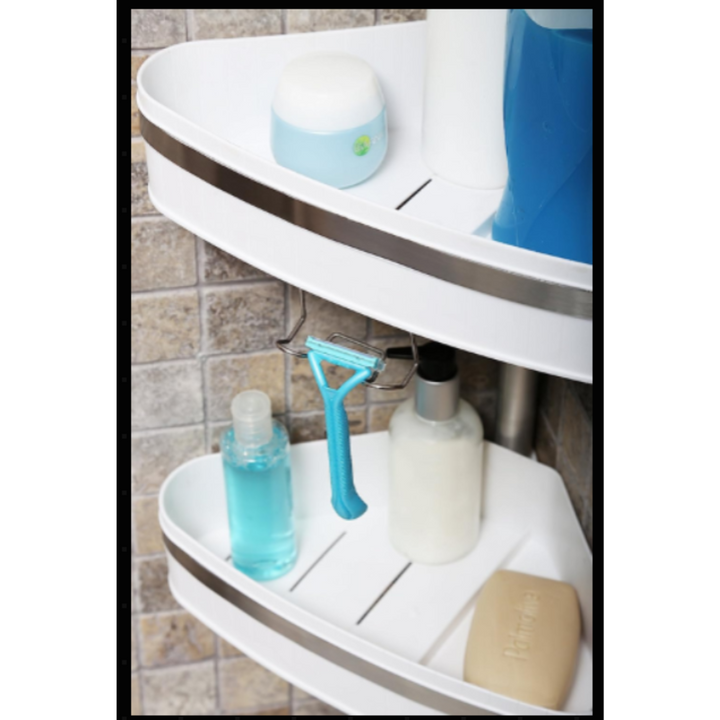 Bathroom Corner Shelves with Aluminum Pole ,3 Tier