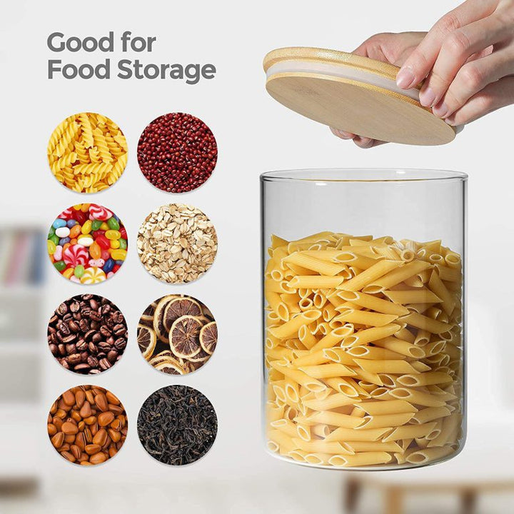 Rectangular Storage Jar With Bamboo Lid-1 Liter