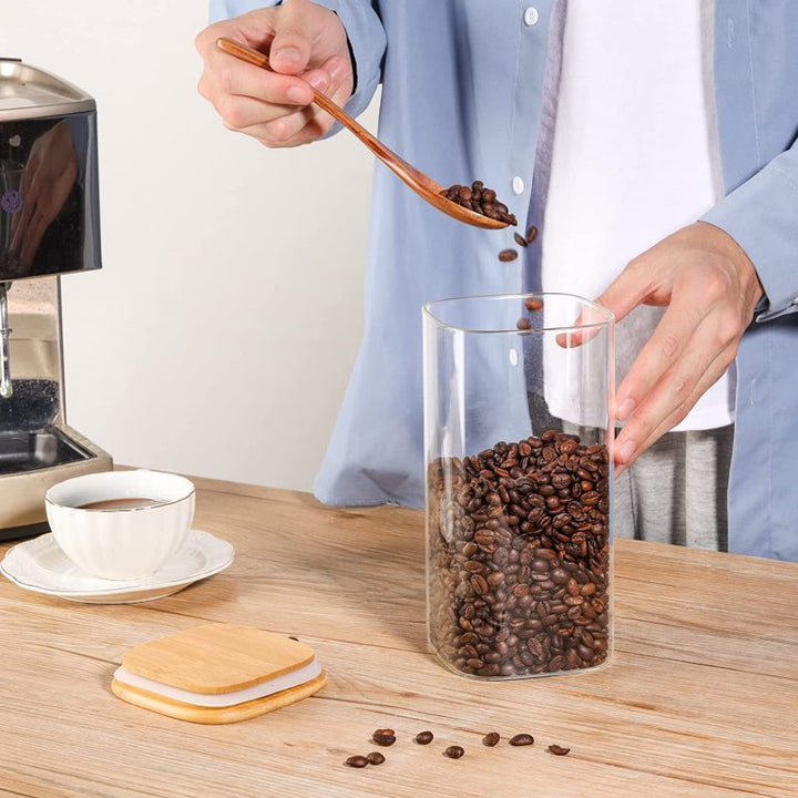 Square storage jar with Bamboo lid