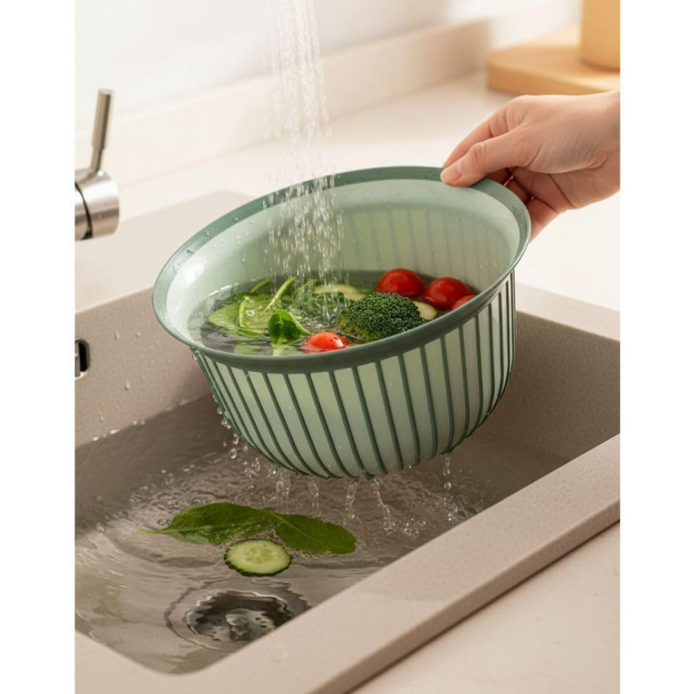 Ribbed Plastic Mixing Bowl with Non-Slip Grip