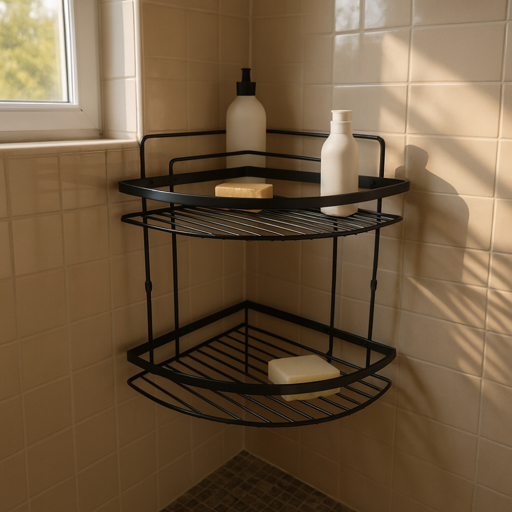 رف حمام زاوية من الفولاذ المقاوم للصدأ، أسود مقاوم للصدأ