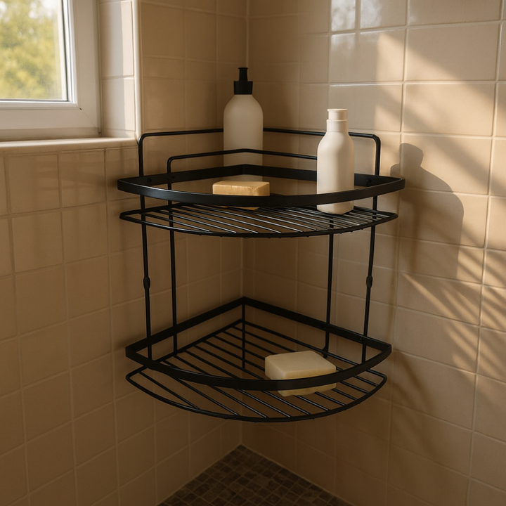 رف حمام زاوية من الفولاذ المقاوم للصدأ، أسود مقاوم للصدأ