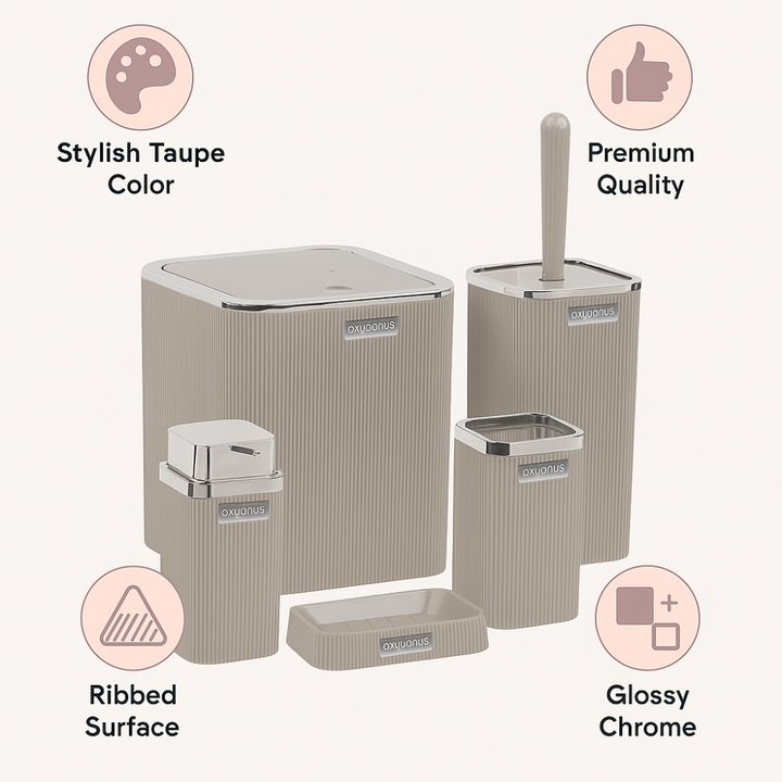 Bath Accessory Set – 5-Piece Bathroom Organizer Kit  (Siver frame)