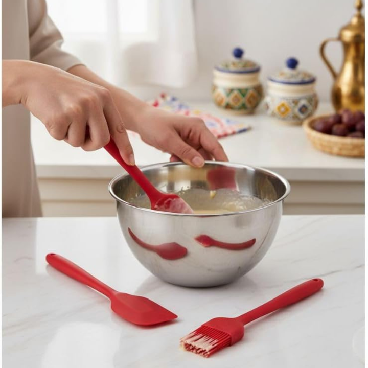 مجموعة ملعقة سيليكون وفرشاة دهن - مقاومة للحرارة (3 قطع)