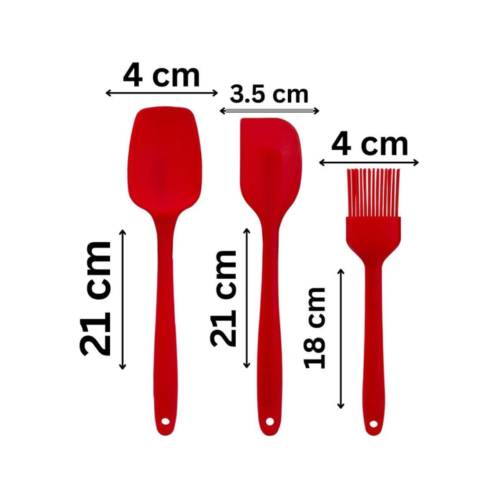 مجموعة ملعقة سيليكون وفرشاة دهن - مقاومة للحرارة (3 قطع)