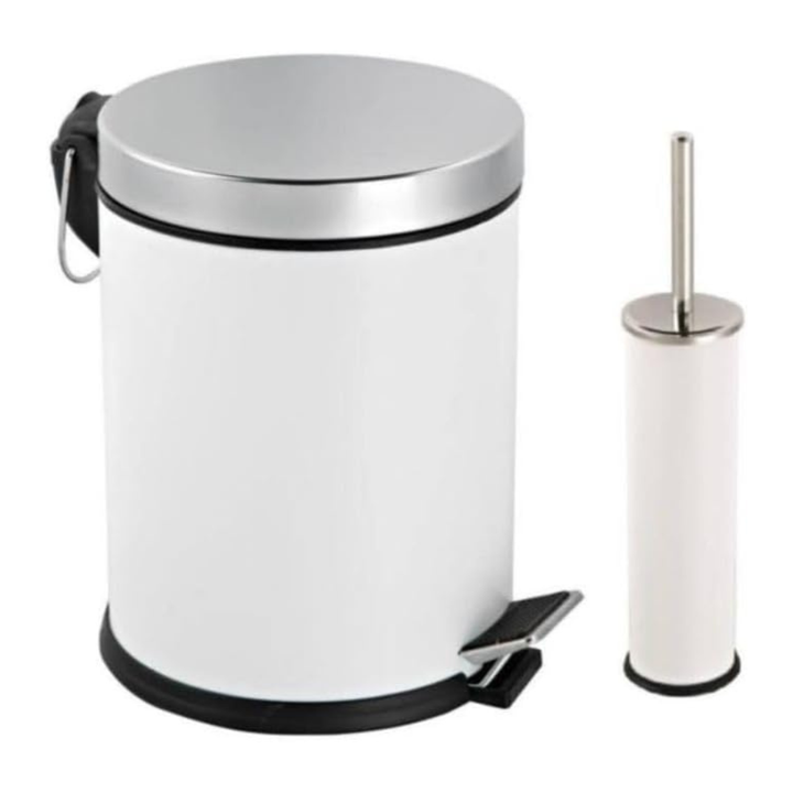 Bathroom Pedal Bin & Toilet Brush Set – Soft-Close Lid, Removable Inner Bucket