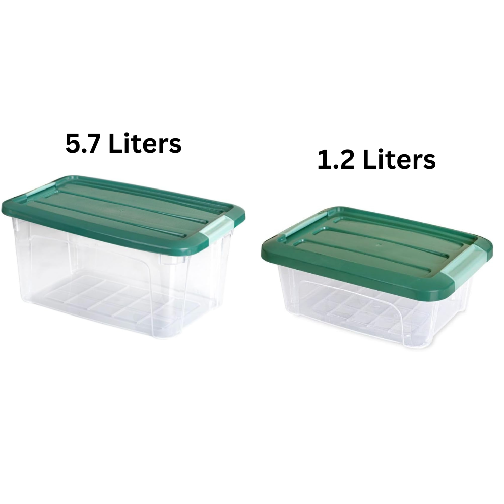 صندوق تخزين ملكي بلاستيكي شفاف - حاوية طعام محكمة الإغلاق بغطاء مشبك - (أخضر)