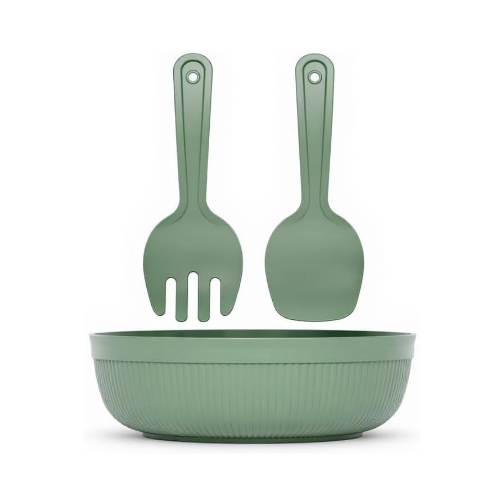 Salad Bowl with Serving Spoons – Large 4 Liter Kitchen Mixing Set