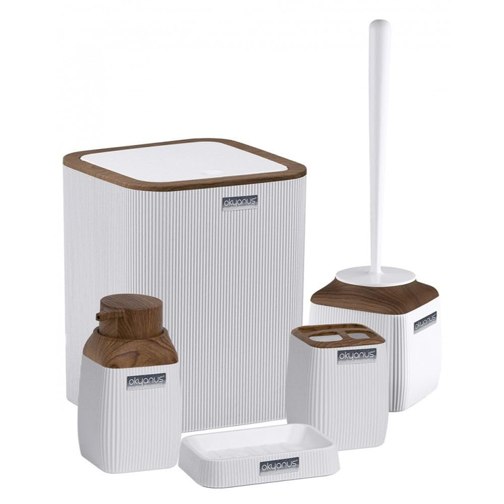 Okayanus Diva Acrylic 5-Piece Bathroom Set – Wooden Frame