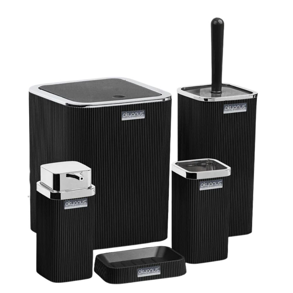 Okyanus bathroom set Plastic black front view
