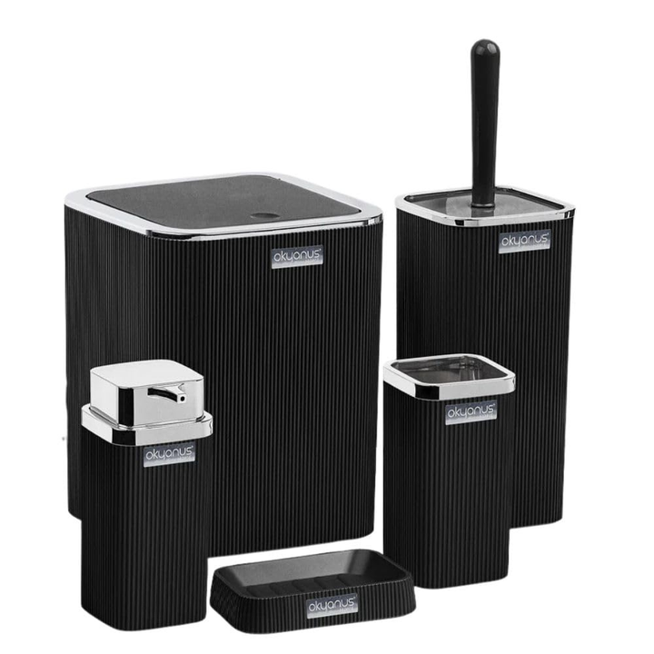 Bath Accessory Set – 5-Piece Bathroom Organizer Kit  (Siver frame)