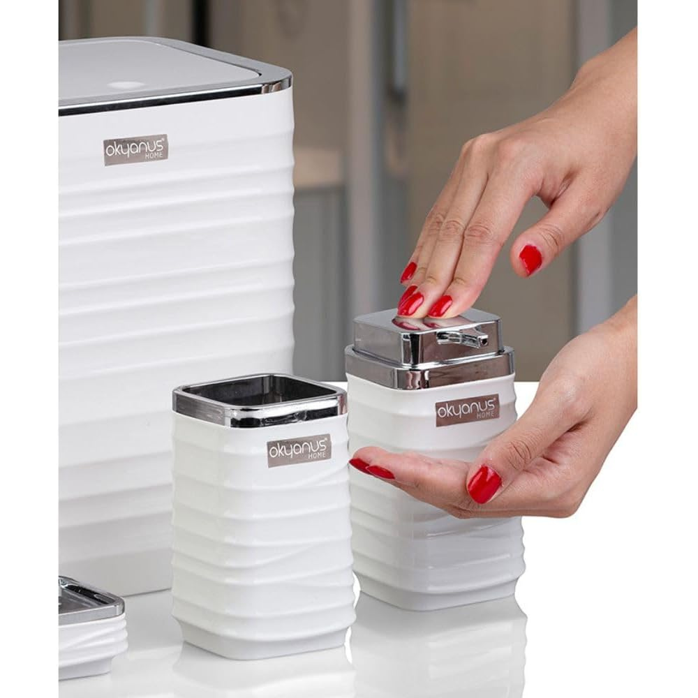 Bathroom Accessories Set 5-Piece – Chrome-Lid Luna Square