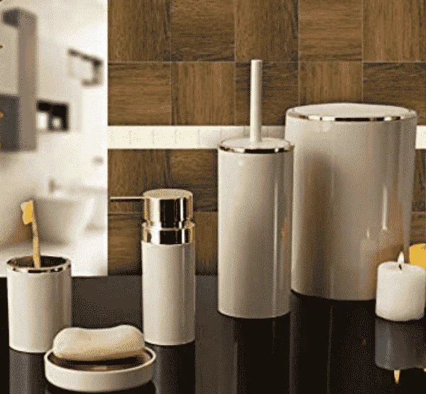 Acrylic Bathroom Set 5 Pieces with Gold Frame