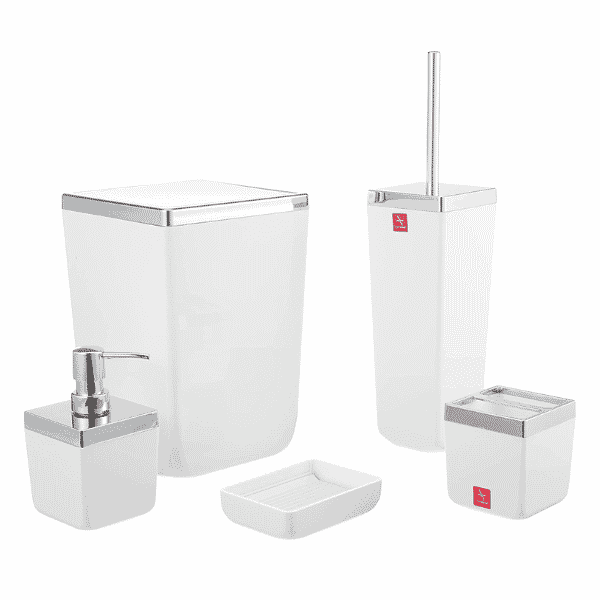 Acrylic Bathroom Set 5 Pieces with Silver Frame
