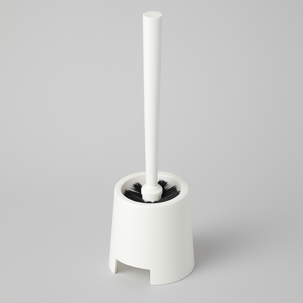 Toilet brush with holder, white