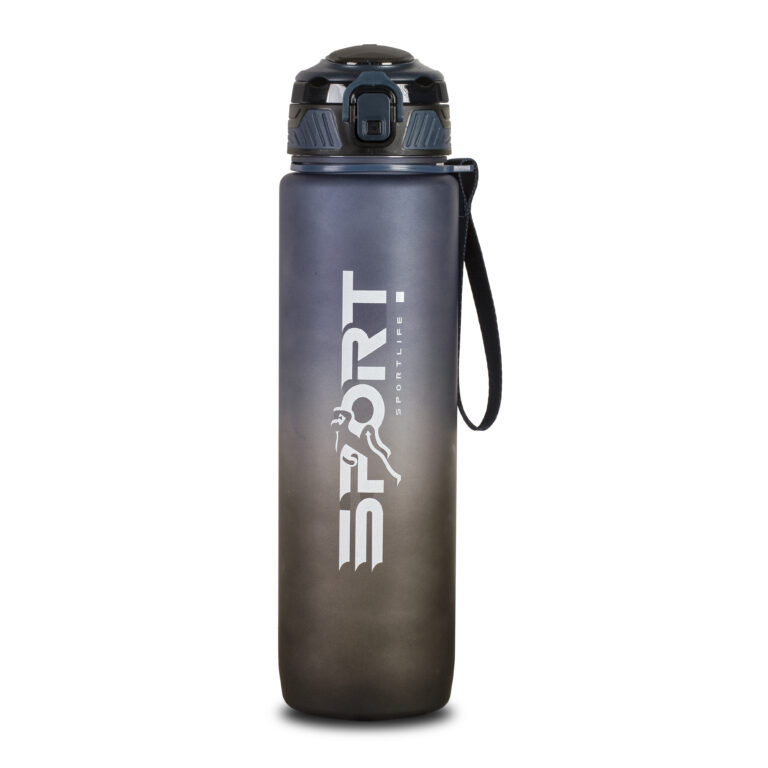 water bottle BPA-free plastic blue front view