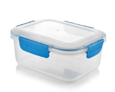 Fresco Transparent lunch box with Blue Clips , M-Design