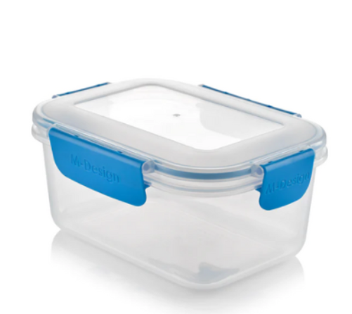 Fresco Transparent lunch box with Blue Clips , M-Design