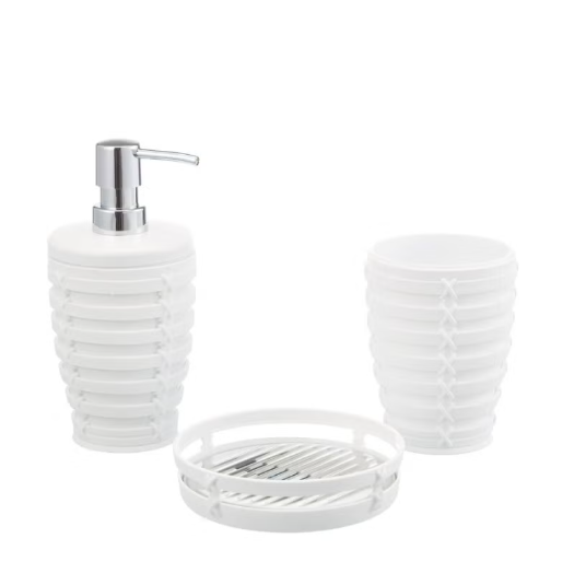 Rattan-Style 5-Piece Bathroom Accessory Set with 5 Liter Pedal Bin | Primanova