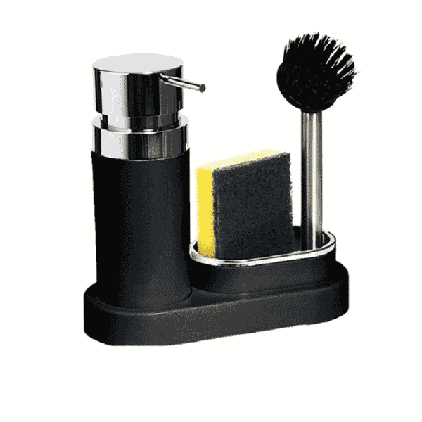 Primanova soap dispenser Stainless steel black front view