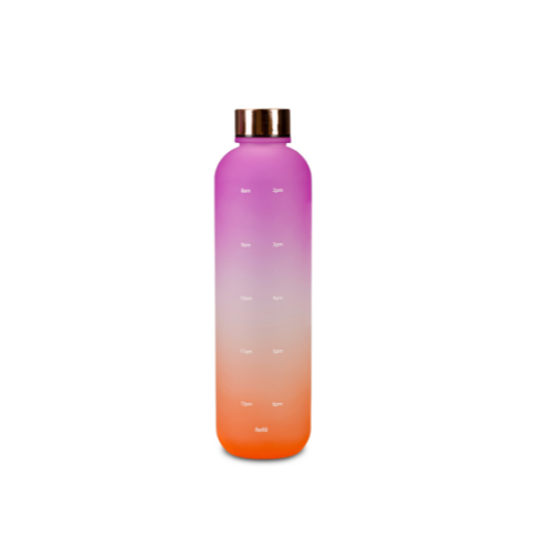 water bottle 1 Liter orange-and-purple front view