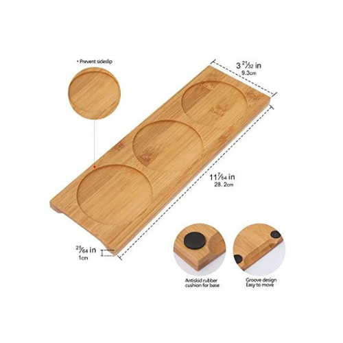 Spices set with spoons and natural wood stand