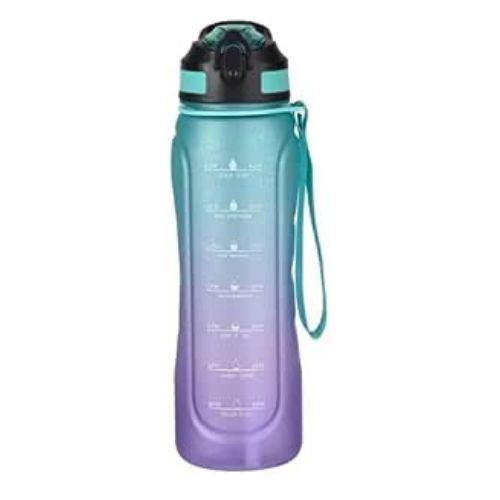 Colorful Water Bottle, Plastic 1000 Milli-liter Bottle with Straw