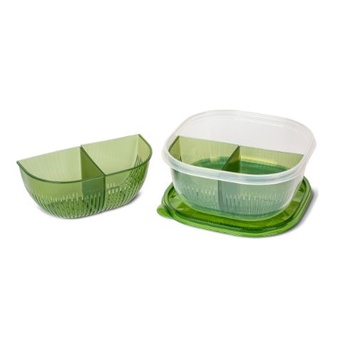 lunch box BPA-free plastic green front view