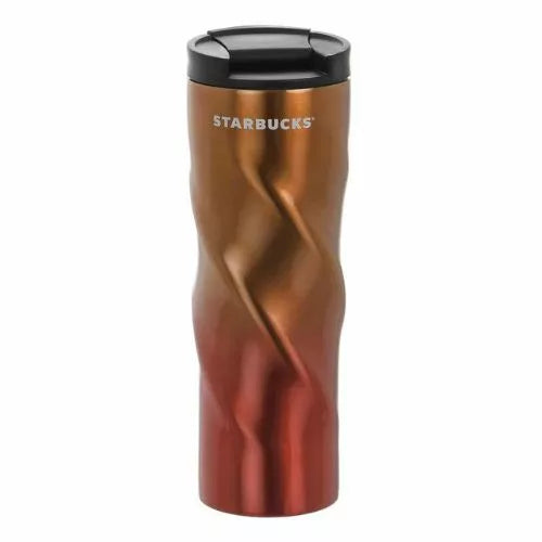 thermal mug 473 ml gold-and-red front view