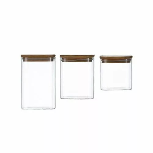 3 PCS Glass Jars With Bamboo Lids