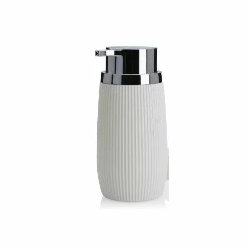 Striped Round Soap Dispenser Silver Frame 300 ML