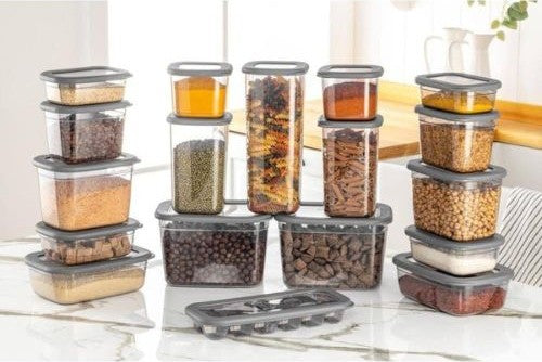 18 Pieces Food Storage Container Set + Ice Mold with Silicone Lid