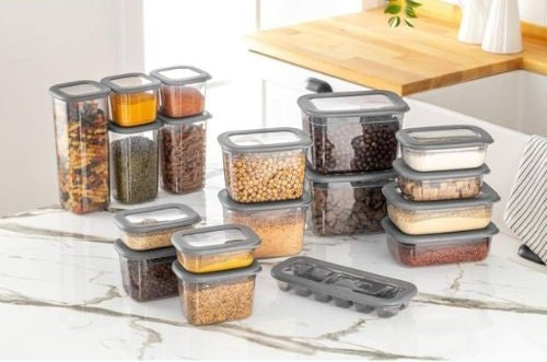18 Pieces Food Storage Container Set + Ice Mold with Silicone Lid