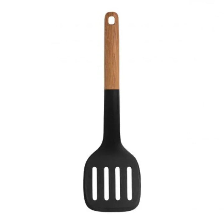 Wooden Spatula Spoon with Silicone Wide Bottom