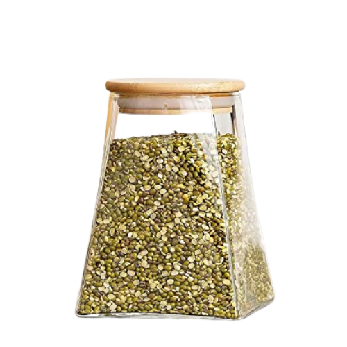 Glass Jar with a Wooden Lid to Preserve