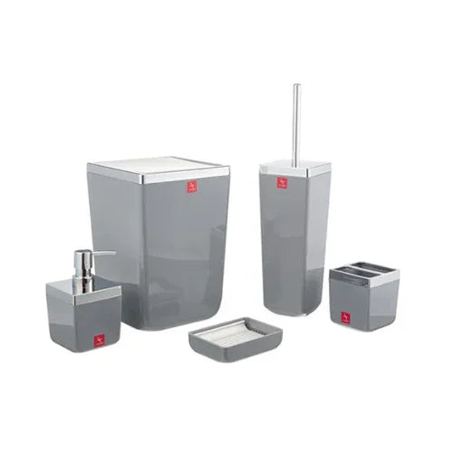 Acrylic Bathroom Set 5 Pieces with Silver Frame