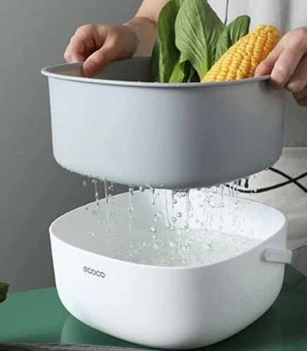 Ecoco Portable Double Layer Clean Drain Basket