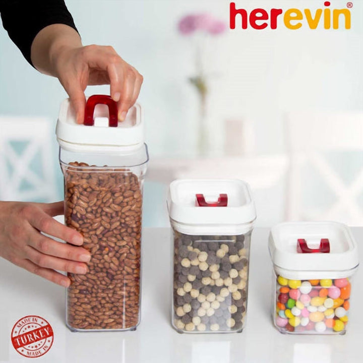 1.8 L, 1.2 L and 0.6 L Airtight Food Storage Jar Set of 3