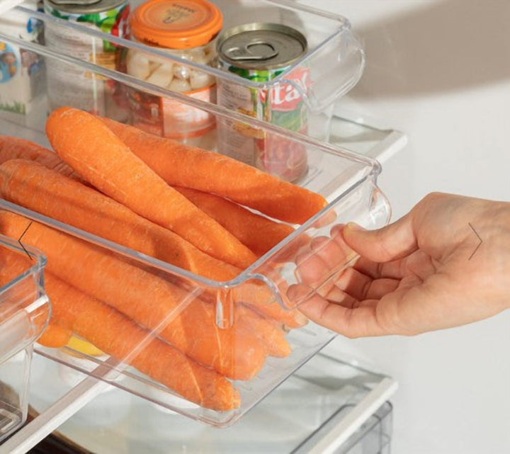 Acrylic Fridge Organizer Bin with Double Handle, Three Sizes