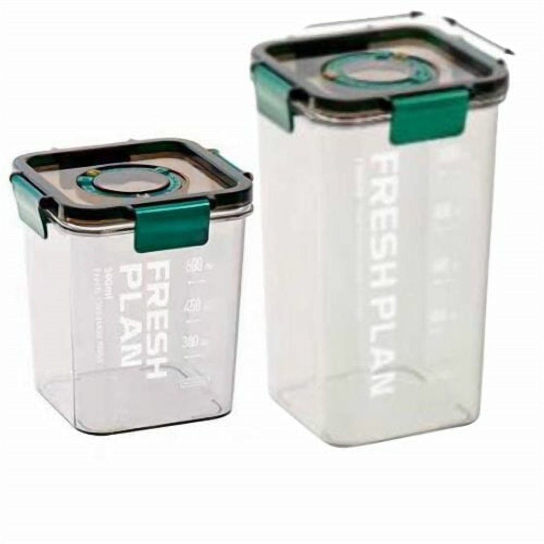 Set of 2 Acrylic Food Storage Jars with Airtight Bamboo Lids