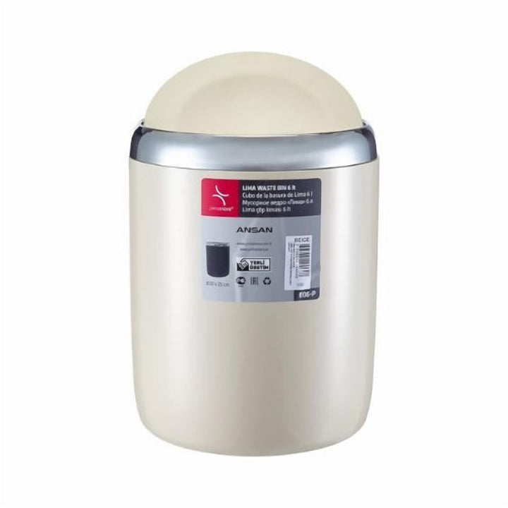 6 L Turkish Waste Bin with Metal Frame and Two-Way Swing Lid