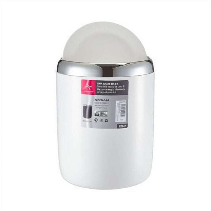 6 L Turkish Waste Bin with Metal Frame and Two-Way Swing Lid