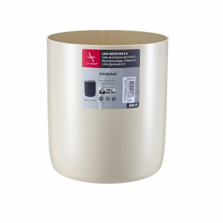 6 L Turkish Waste Bin with Metal Frame and Two-Way Swing Lid