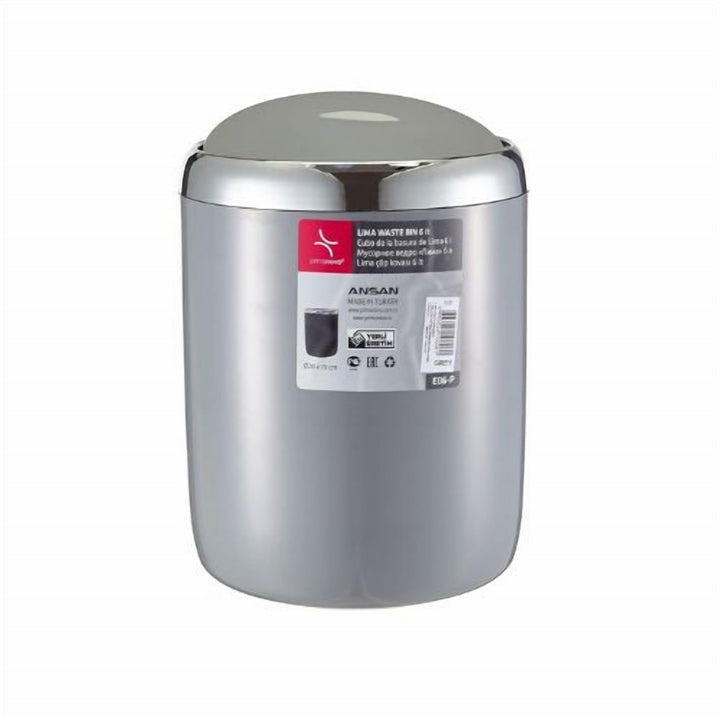6 L Turkish Waste Bin with Metal Frame and Two-Way Swing Lid