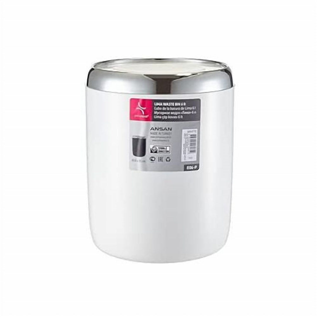 6 L Turkish Waste Bin with Metal Frame and Two-Way Swing Lid