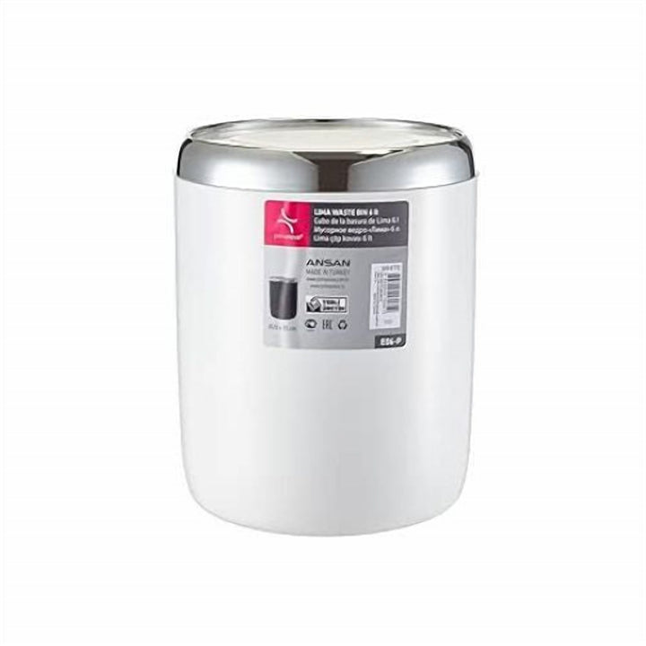 6 L Turkish Waste Bin with Metal Frame and Two-Way Swing Lid