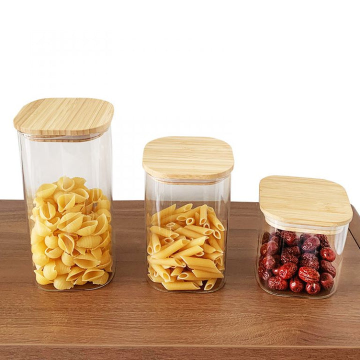 Square storage jar with Bamboo lid