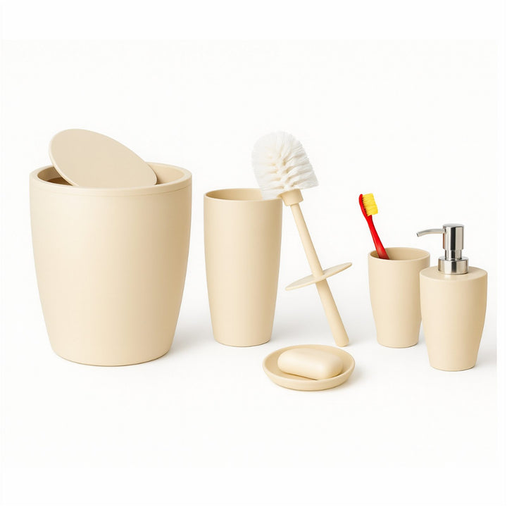 5 Piece Bathroom Set with 19 x 22.5 cm Bin and Soap Dispenser