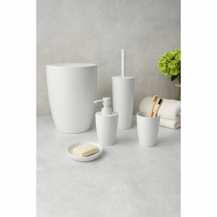 5 Piece Bathroom Set with 19 x 22.5 cm Bin and Soap Dispenser