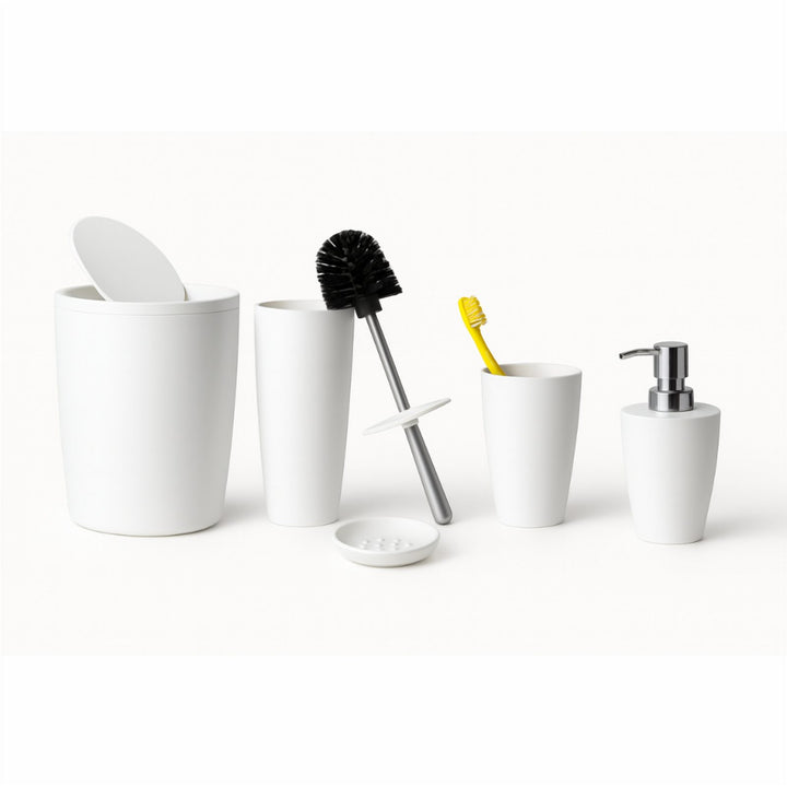 5 Piece Bathroom Set with 19 x 22.5 cm Bin and Soap Dispenser